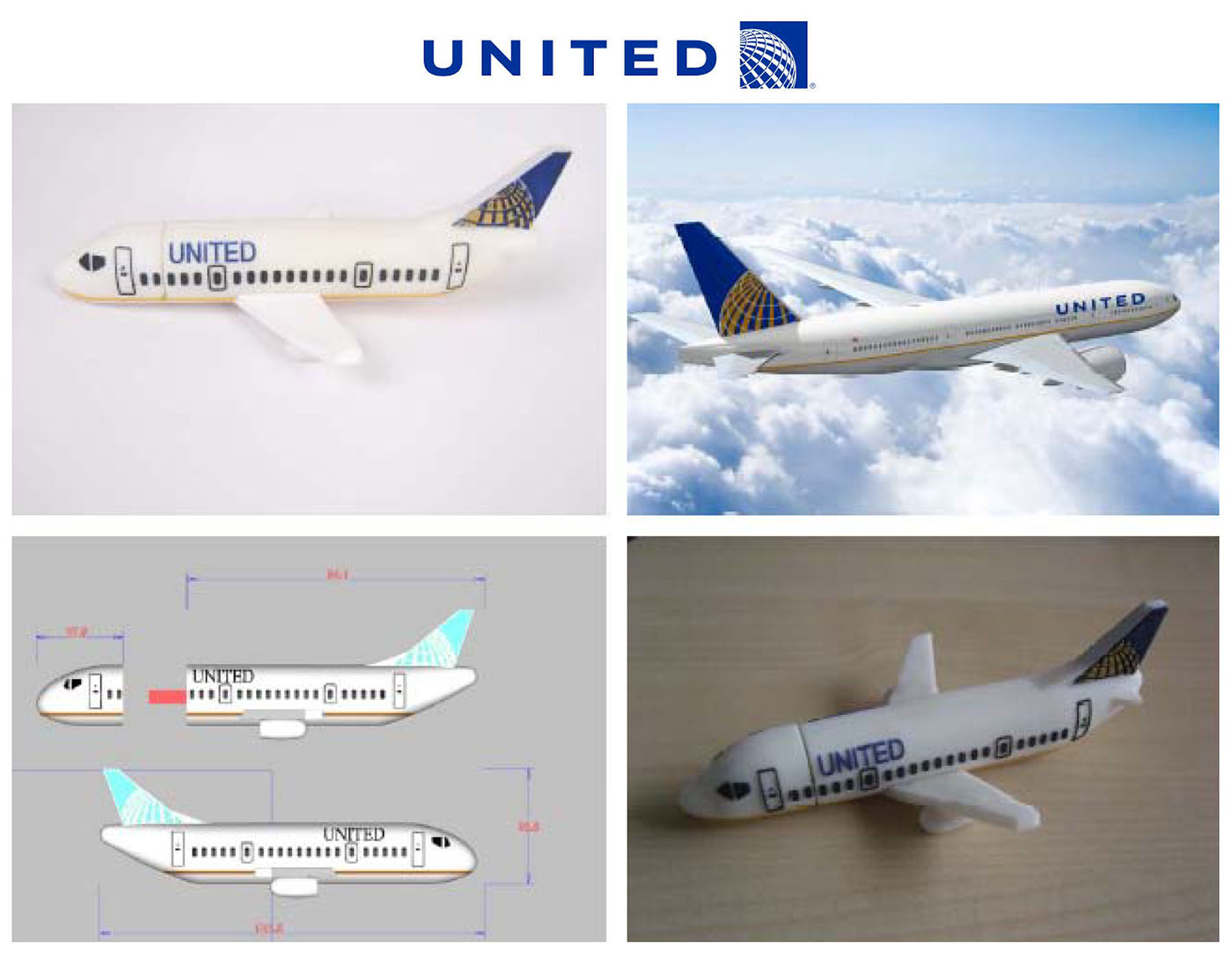 United Airline Airplane UBS Flash Drive